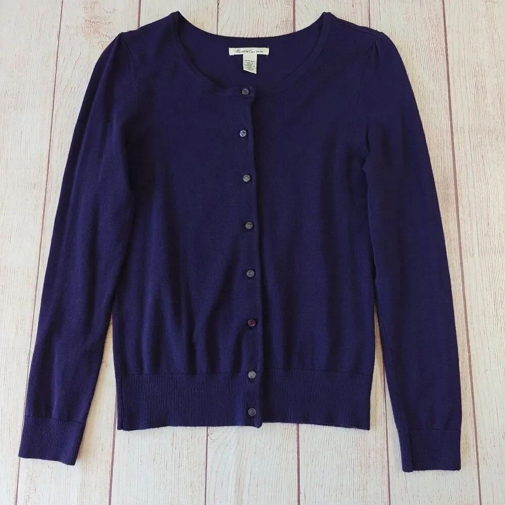 Kenneth Cole purple button front stretch sweater cardigan sz S